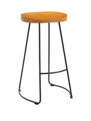 image of Lpd Furniture Bailey Pine Wood Bar Stool With Black Metal Leg