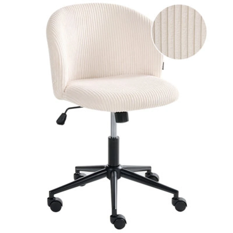 Image of Beliani Office Chair Miles Corduroy Off-White