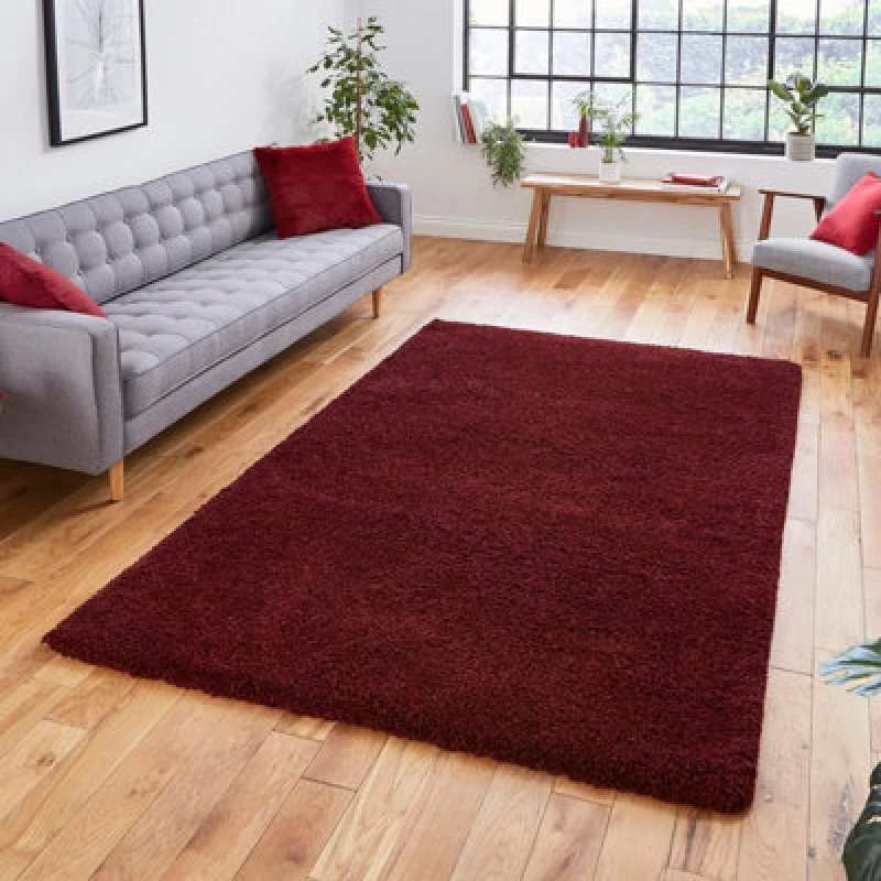 Image of (80x150cm) Sierra 9000 Shaggy Rugs in Ruby Red Dense Soft Polypropylene Mats