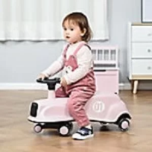 image of Homcom Wiggle Car Ride On Toy with LED Flashing Wheels Pink