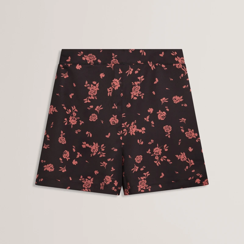 Image of Ted Baker Ted Satin Printed Short Black female 6 (2X)