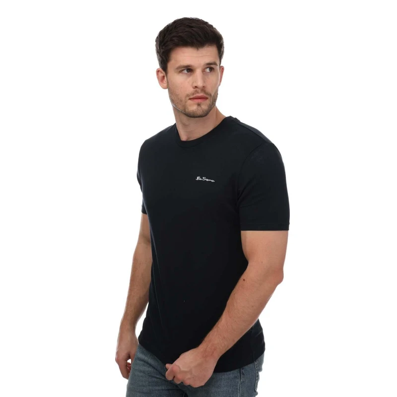 Image of Ben Sherman Men Small Logo Navy T-Shirt Size: large Navy L Male 5063057328416