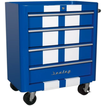 Image of Sealey Retro Style 4 Drawer Roll Cabinet Blue / White