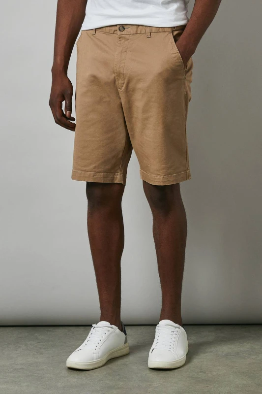Image of Debenhams Debenhams Men Premium Chino Shorts in Stone Size: 44 Stone 44 Male 5045749193526