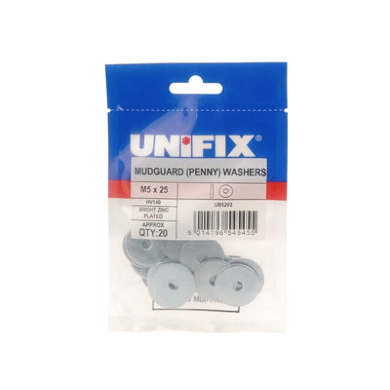 Image of Unifix Mudguard (Penny) Washers M8 X 25 X 1.5 - Box Of 100