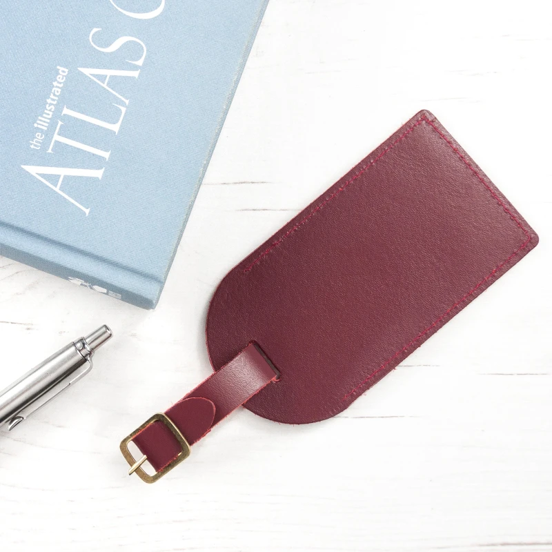 Image of Treat Republic Leather Luggage Tag Burgundy