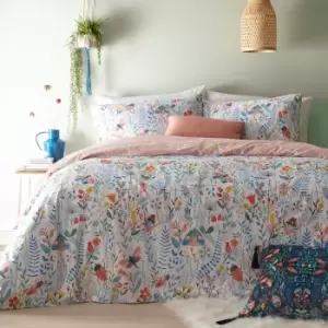 Image of Furn. Mini Nature Reversible Duvet Cover and Pillowcase Set Blue