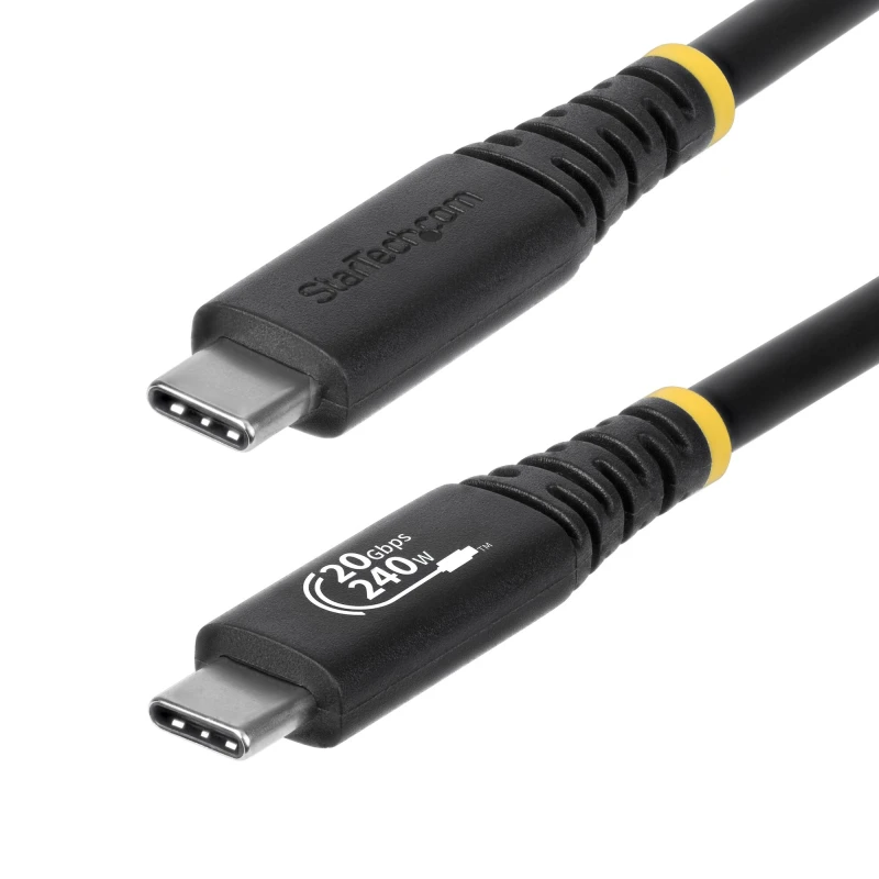 Image of StarTech.com StarTech.com 2m (6ft) USB4 Cable, 20Gbps, USB-IF Certified USB-C Cable, 240W PD EPR, 4K 120Hz DP 1.4, TPE Jacket, Black USB-C Cord CC2M20
