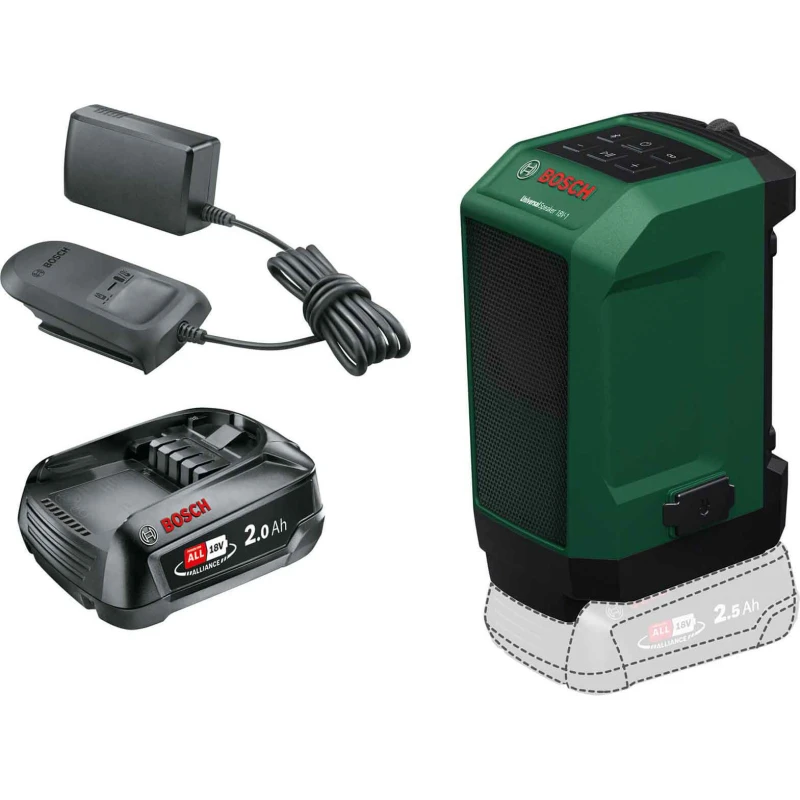 Image of Bosch UNIVERSALSPEAKER 18V-1 18v P4A Cordless Bluetooth Speaker 1 x 2ah Li-ion Charger No Case