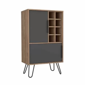 image of Vegas Medium Bar Cabinet with Hairpin Legs, Oak