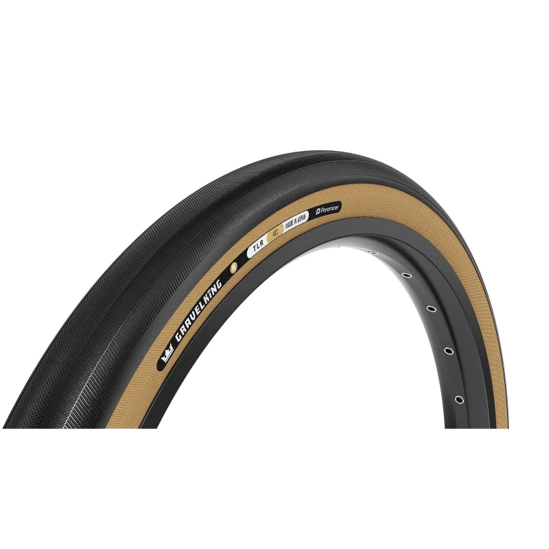 Image of Panaracer TLR GravelKing Slick R-Line TLR Gravel Tyre Black/Amber unisex 700x30c