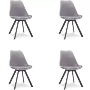 Image of Mmilo Set Of 4 Light Grey Velvet Tulip Style Dining Chair