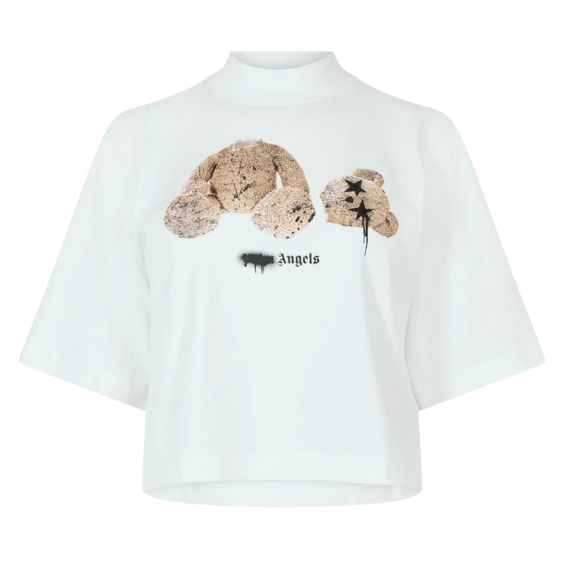 Image of Palm Angels Womens T-Shirt White Brown female 10 (S)