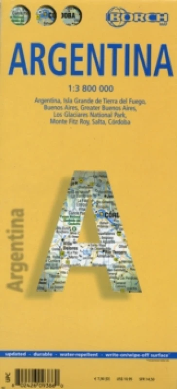 Image of Argentina, Argentinien, Borch Map : Argentina, Isla Grande de Tierra del Fuego, Buenos Aires, Greater Buenos Aires, Los Glaciares National Park, Monte