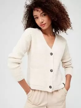 Image of Superdry Vintage Essential Cardigan - Beige, Beige, Size 10, Women