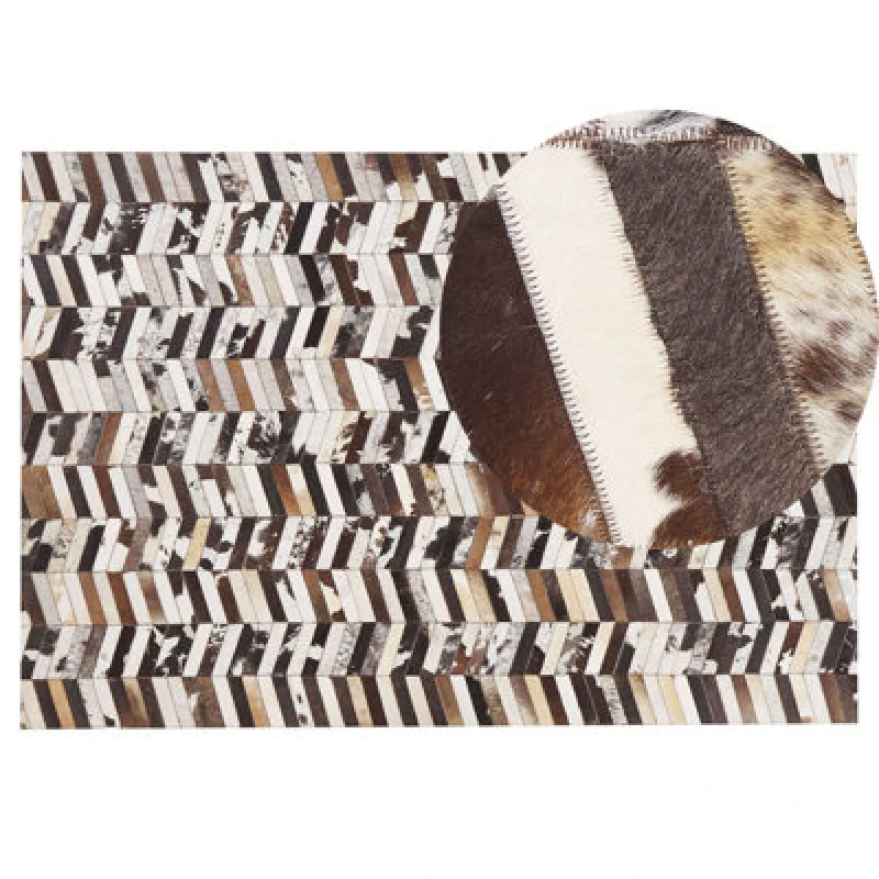 Image of Beliani Rug Akyele Brown 140 X 200 Cm Leather