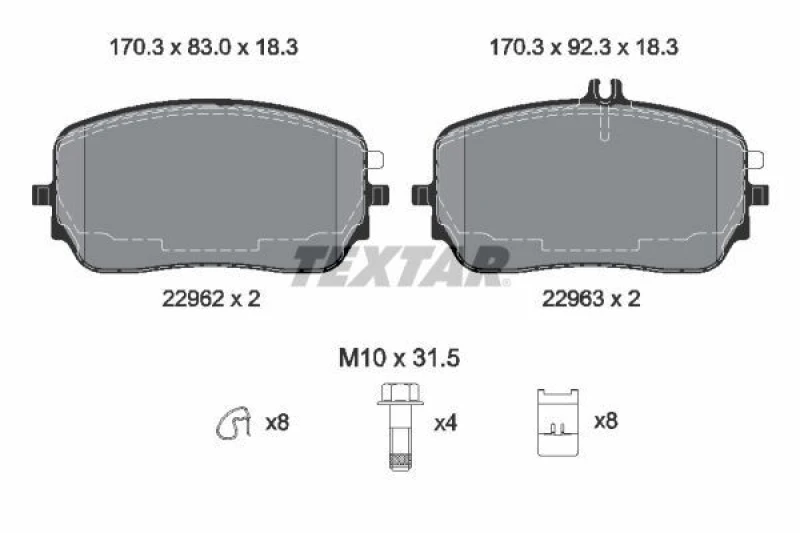 Image of Brake pad set TEXTAR 2296201
