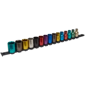 Image of Sealey Premier 15 Piece 1/2" Drive Multi Colour Hexagon Socket Set 1/2"