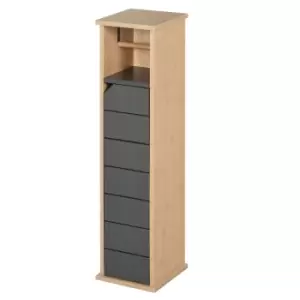 Image of HOMCOM Contrasting Toilet Roll Cabinet with Frame Cupboard Shelf - Grey