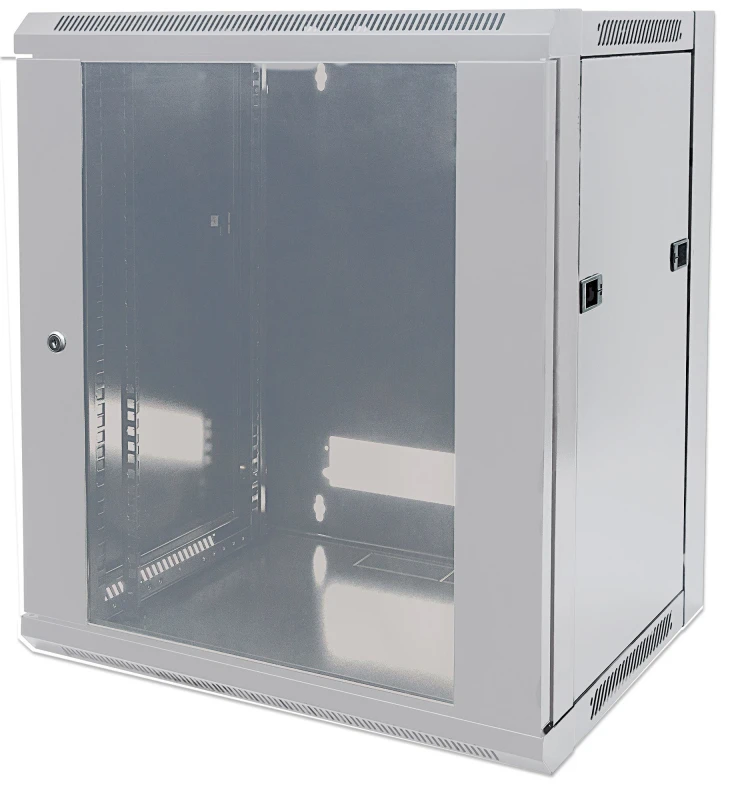 Image of Intellinet Intellinet 19" Network Cabinet - Wall Mount (Standard) 12U 600mm Deep Grey Flatpack Max 60kg Metal & Glass Door Back Panel Removea
