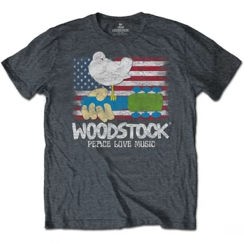 Image of Woodstock - Flag Unisex Large T-Shirt - Grey