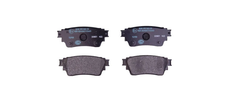 Image of HELLA 8DB 355 040-501 Brake pad set not prepared for wear warning indicator, with accessories Brake Pad Set,disc brake (402)