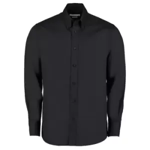 Image of Kustom Kit Mens Tailored Fit Long Sleeved Business Shirt (15inch) (Black)