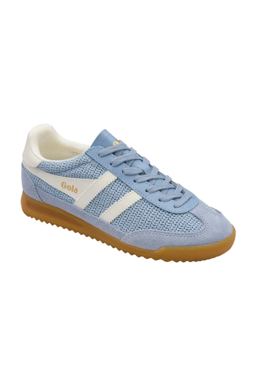 Image of Gola Classics Womens 'Aztec' Suede Lace-Up Trainers in Blue Size: 7 Blue Female 7