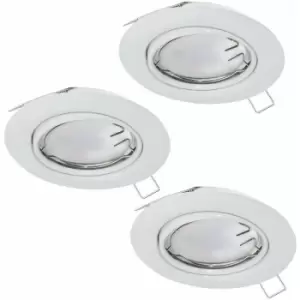 image of Loops - 3 pack Flush Ceiling Downlight White Steel 3 x 5W GU10 Adjustable Bulb