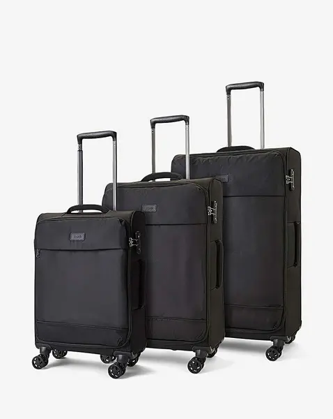 Image of Rock Luggage Paris VPK6Z Soft Shell Black Suitcase 3Pcs Set