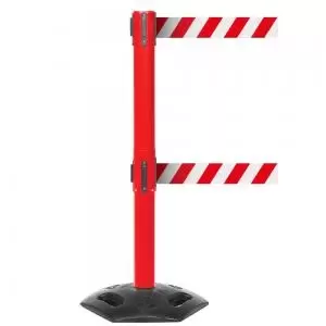 Image of Obex Barriers Weatherproof Twin Belt Barrier Belt Length mm 3400 Red