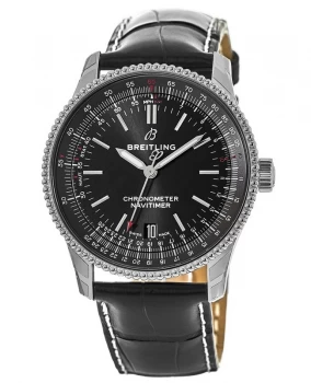 Image of Breitling Navitimer 1 Automatic 38 Black Dial Crocodile Leather Strap Mens Watch A17325241B1P1 A17325241B1P1