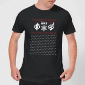 Image of The Grinch Pattern Mens Christmas T-Shirt - Black