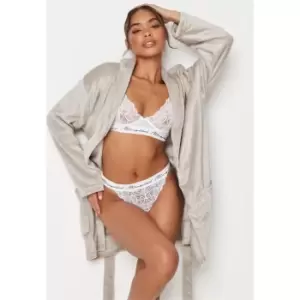 image of Missguided Fluffy Short Robe - Grey