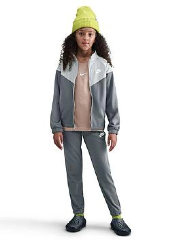 Image of Nike NSW Poly Tracksuit Juniors - Grey Unisex 7 - 8 Years