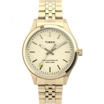 image of Timex White and Gold 'Waterbury Traditional' Chronograph Classical Watch - tw2u23200