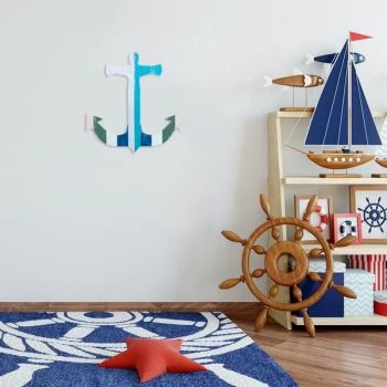 Image of Anchor - Multicolor Multicolor Decorative Wooden Wall Accessory