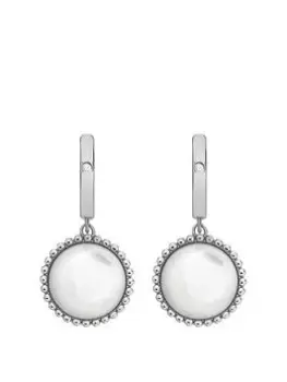 image of Hot Diamonds Mother of Pearl Circle Earrings, Silver, Women