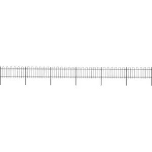 Image of Garden Fence with Hoop Top Steel 10.2x0.8 m Black Vidaxl Black