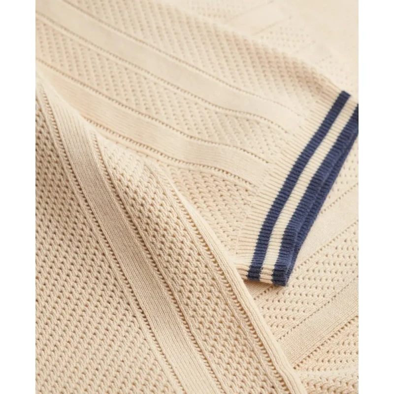 Image of Superdry Textured knit polo Superdry Beige Male XL