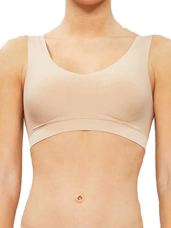 Image of Chantelle Womens SoftStretch V-Neck Padded Crop Top in Nude Size: 12-14 Nude Female 12-14