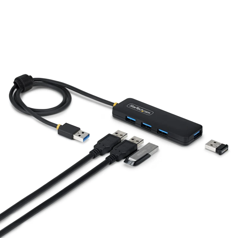 Image of StarTech.com StarTech.com 4-Port USB-A Hub, 5Gbps, Bus Powered, USB-A to 4x USB-A Mini Hub, Extra Long 2ft/61cm Host Cable, PCR Plastic, Portable Desk