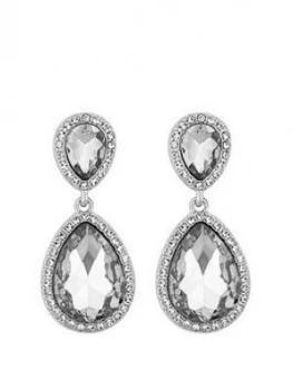 Image of Mood Silver Plated Double Pear Crystal Drop Earrings
