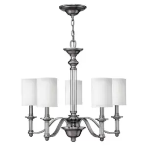 Image of 5 Bulb Chandelier Hanging Pendant LIght Brushed Nickel LED E14 60W Bulb