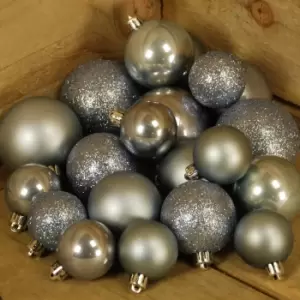 image of 30pcs Assorted Shatterproof Baubles Christmas Decoration in Steel Blue