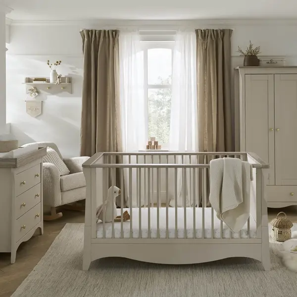 image of CuddleCo Clara 3 Piece Nursery Furniture Set Pale Cashmere