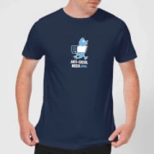 Image of Plain Lazy Anti-Social Media Mens T-Shirt - Navy - L