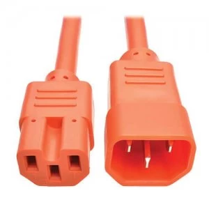 Image of Tripp Lite Power Cord C14 to C15 Heavy Duty 15A 250V 14 AWG 3ft Orange