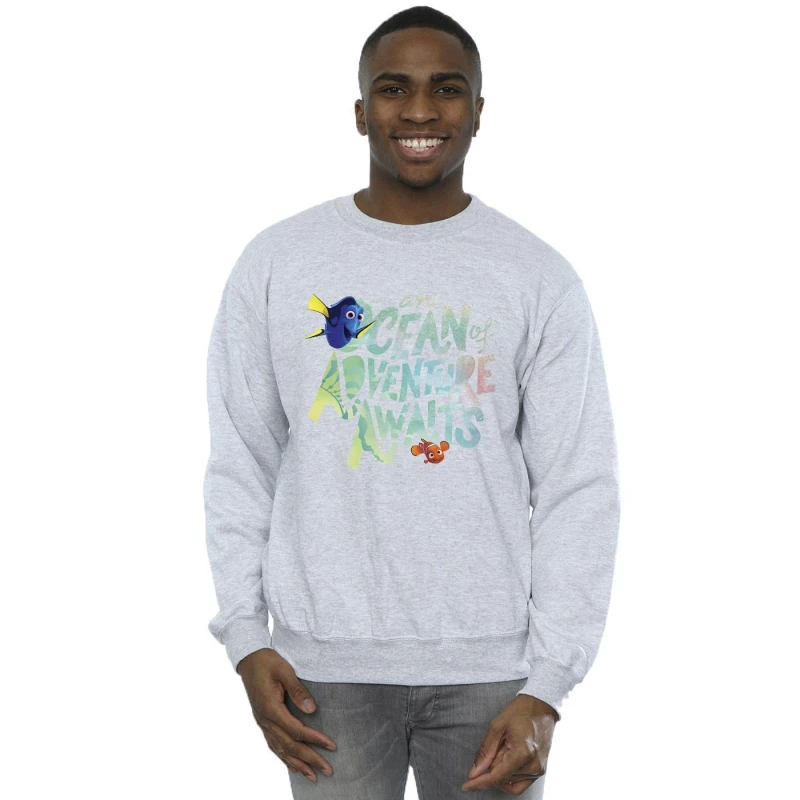 Image of Disney Men Finding Dory Ocean Of Adventure Sweatshirt in Grey Size: Small Grey S Male 5063283476479