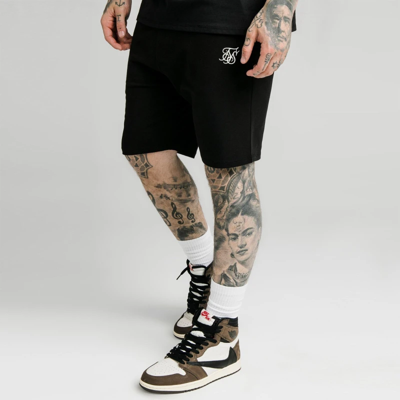 Image of SikSilk Logo Shorts Mens - Black XS